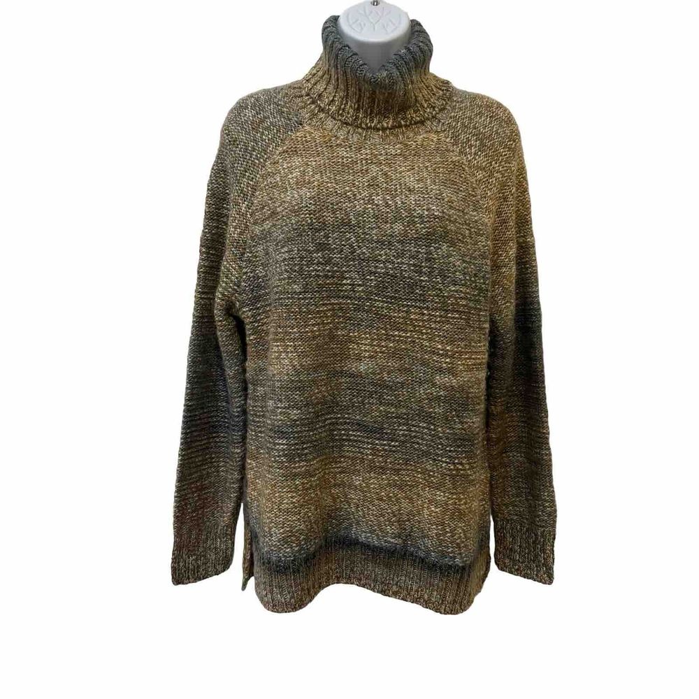 PRANA Women's Size M Turtleneck Wool Blend Multi Color Pullover Knit‎ Sweater